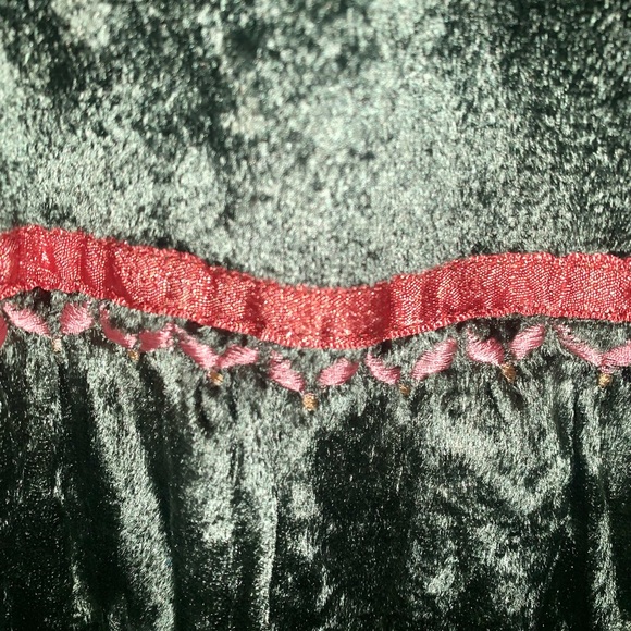 Chaudry KC Y2K Green Velvet Embellished Boho Maxi Skirt NWT Size XS - Picture 5 of 13